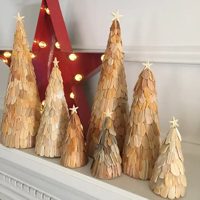 seashell christmas trees set by collycolsshop