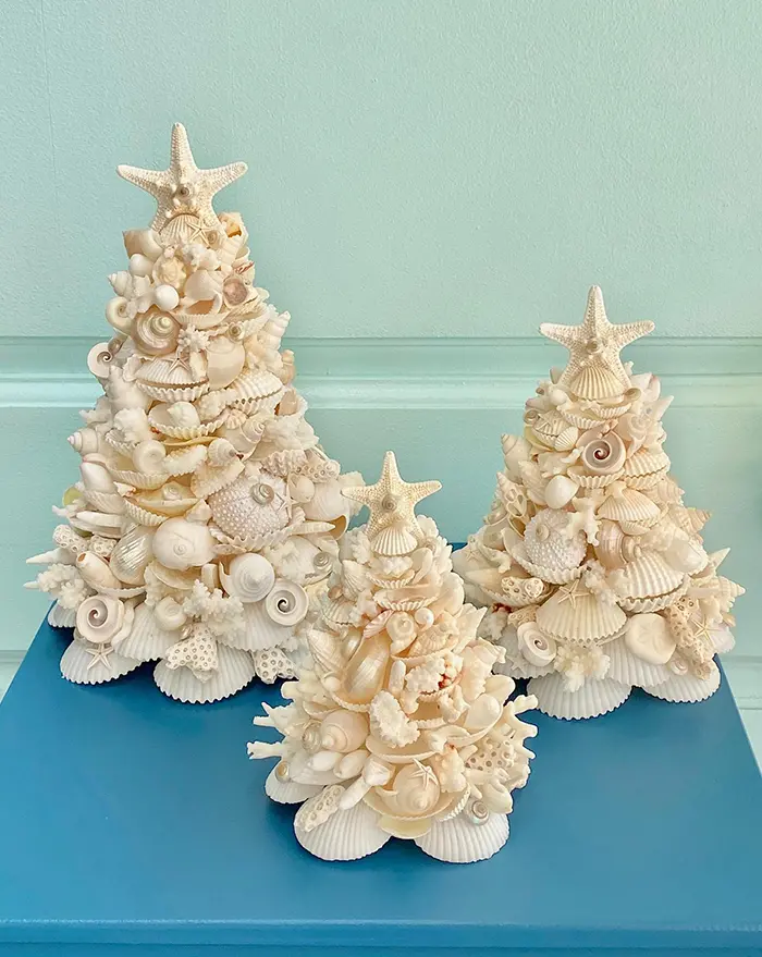 seashell christmas trees set by kp seashell designs