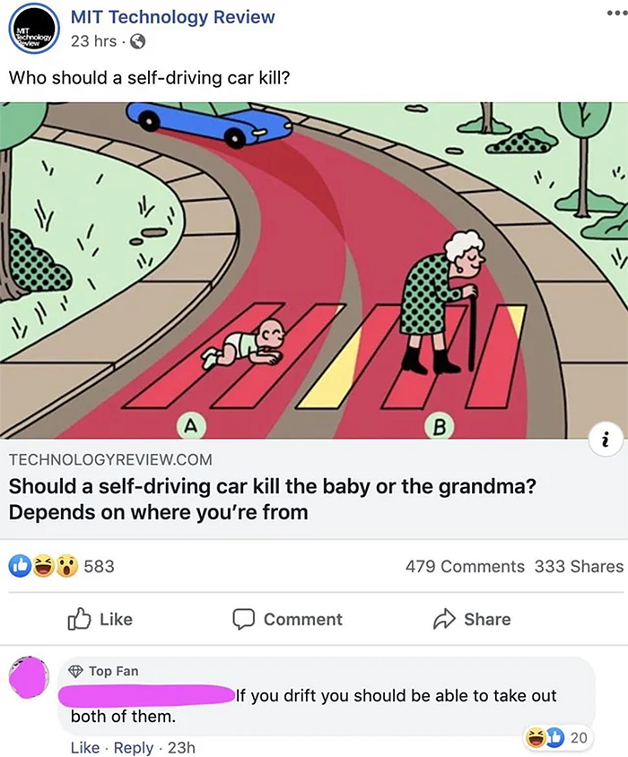 self-driving car kill baby or grandma
