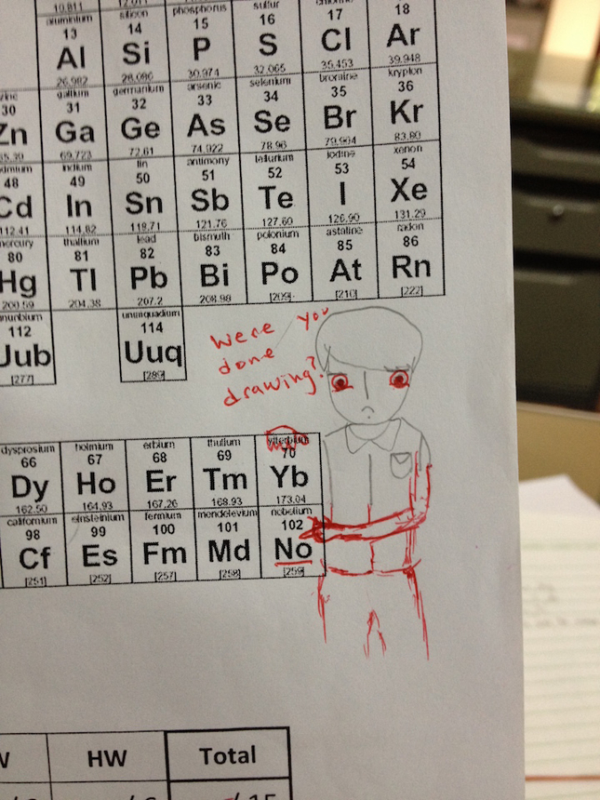 teacher doodles on periodic table