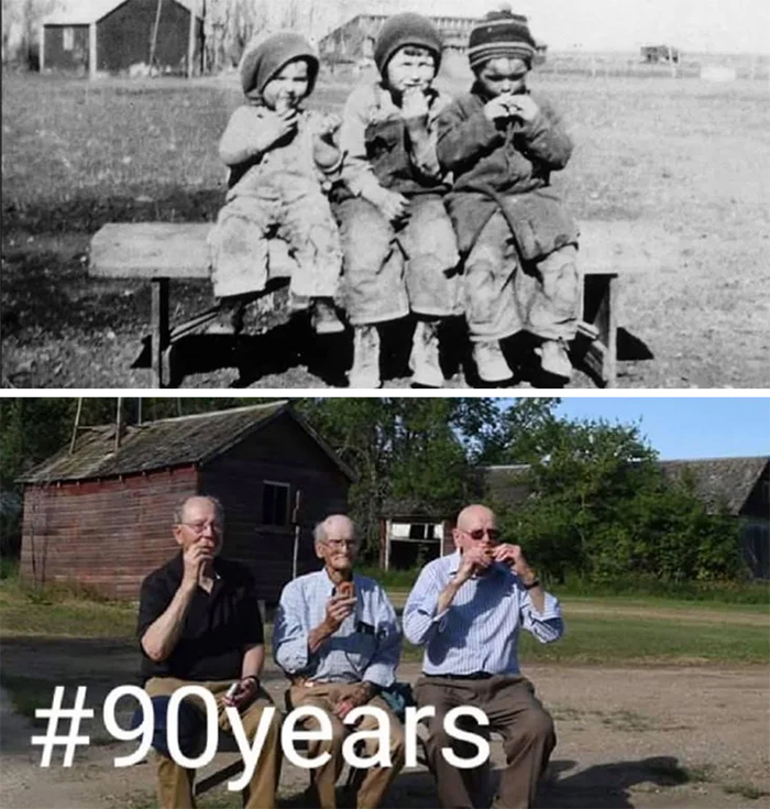 three brothers pic ninety years apart