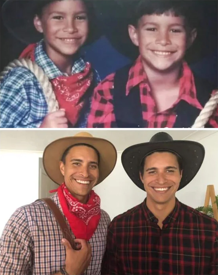 twin brothers in cowboy suits