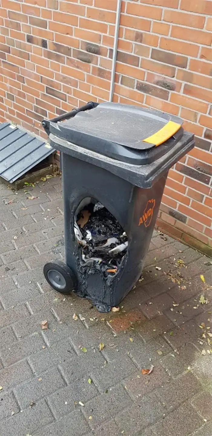 what happens if you put hot charcoal in trash bin