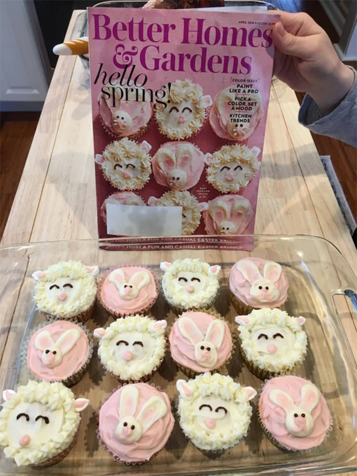 wife recreates cupcakes from recipe book