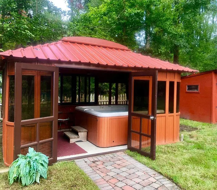 aspen hot tub gazebo interior space