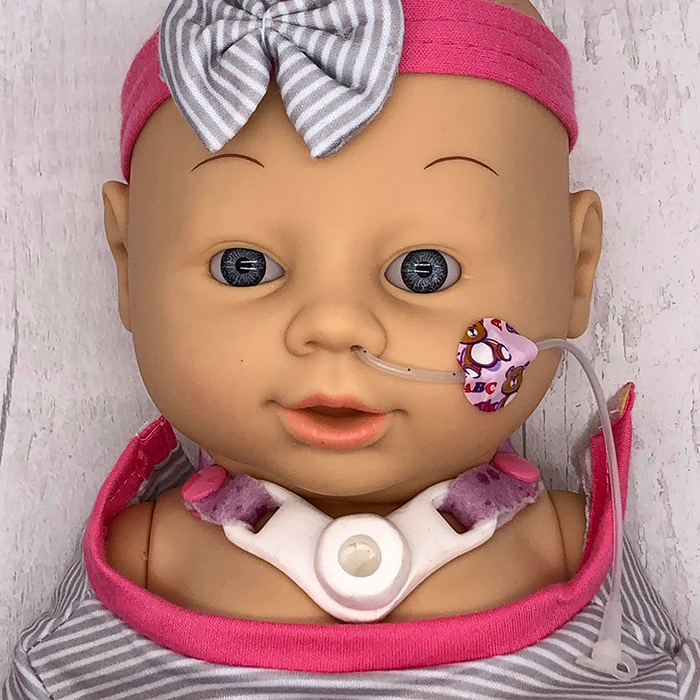 baby doll with a nasogastric tube