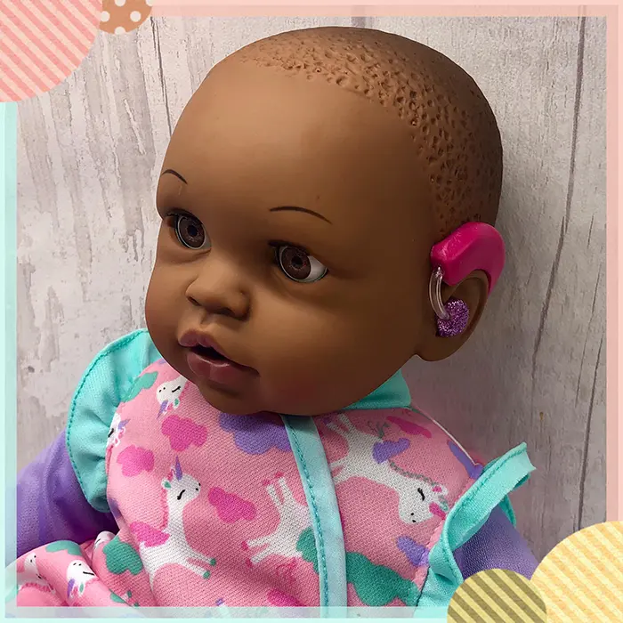 baby toy figure with hearing aid