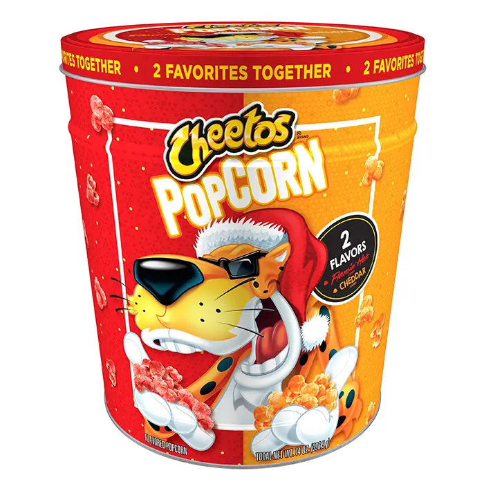 cheetos popcorn tin