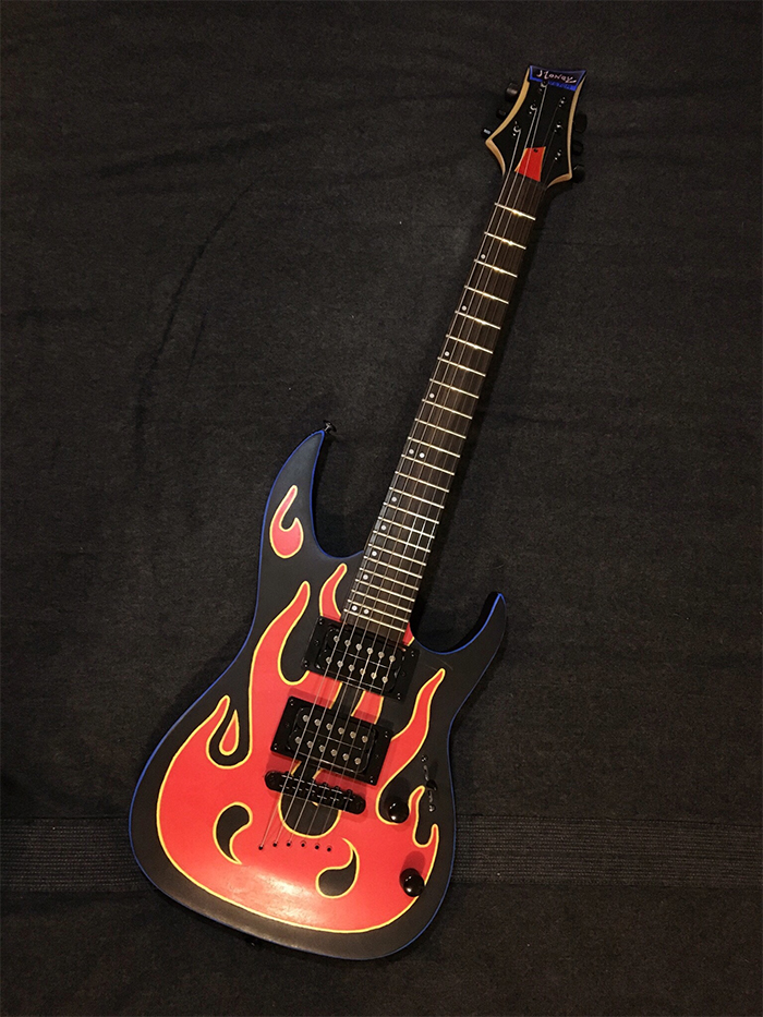 creative dads guitar red flame design