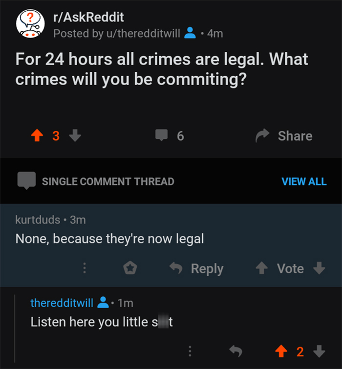 funny honest answer legal crimes