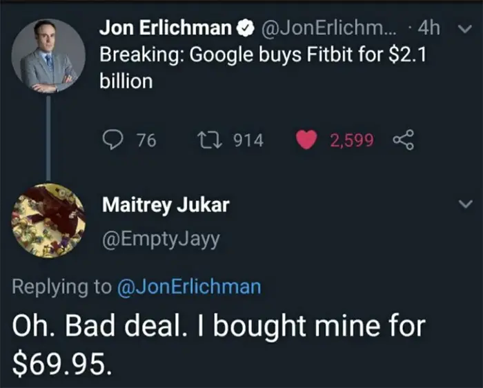 funny honest response google buys fitbit