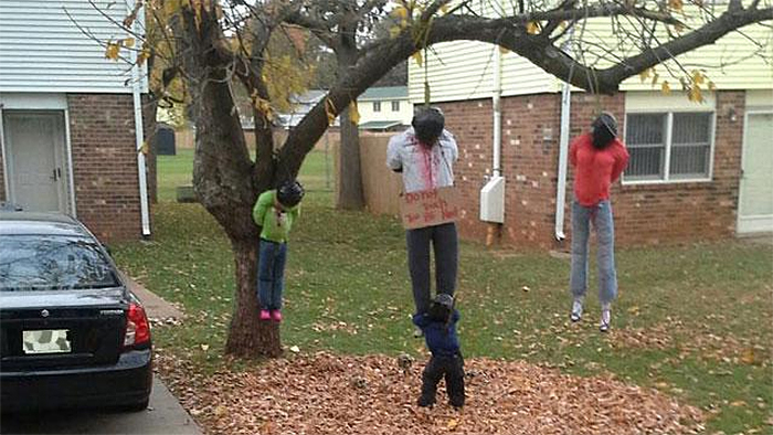 halloween decorations gone too far hanging bodies