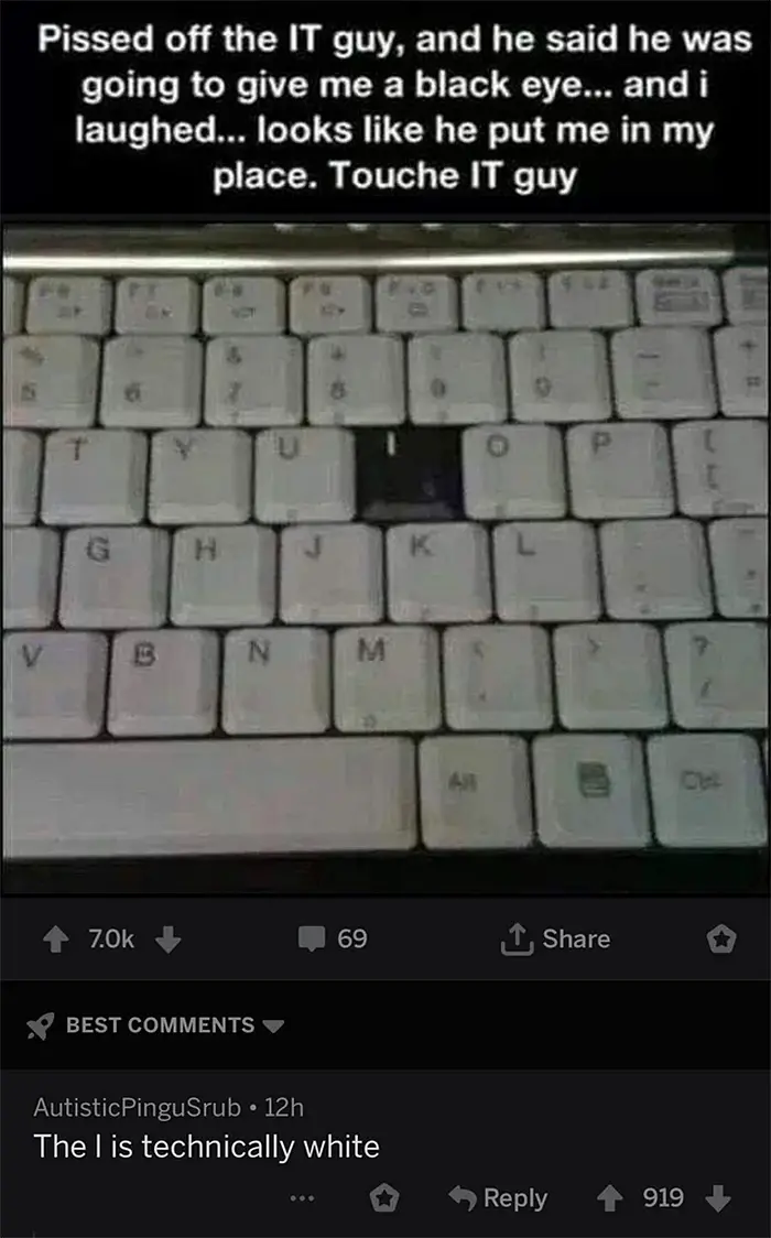 it guy gives black i keyboard