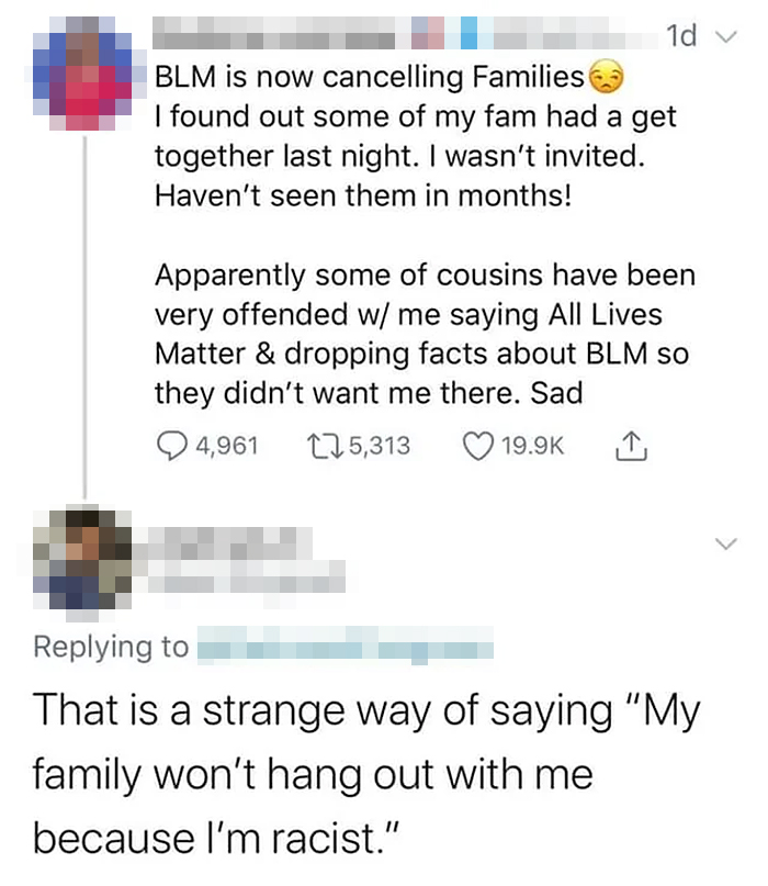 notorious comebacks blm cancelling families