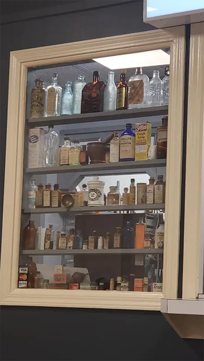 pharmacy displays antique medicines