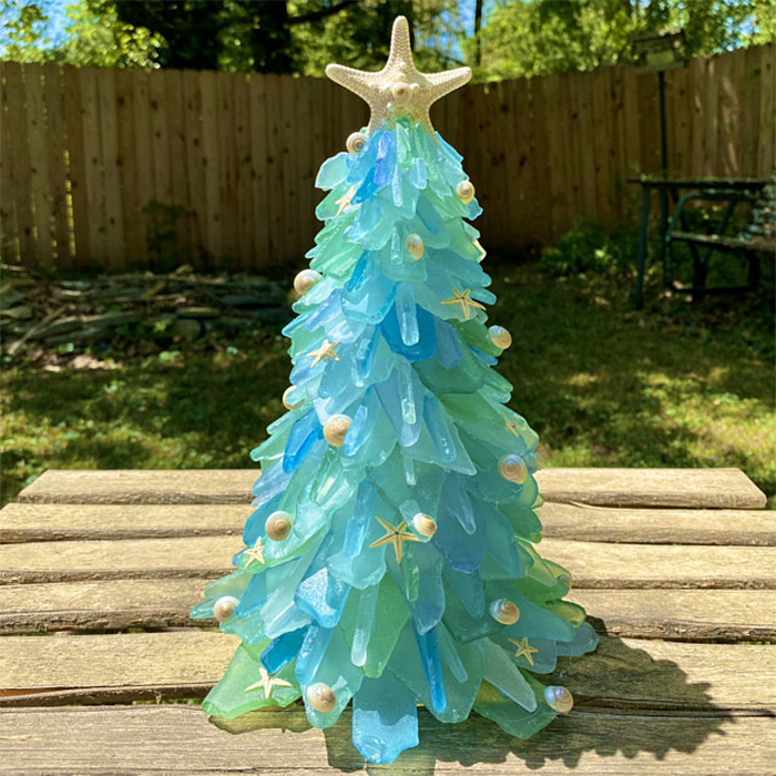 sea glass christmas trees tropical design