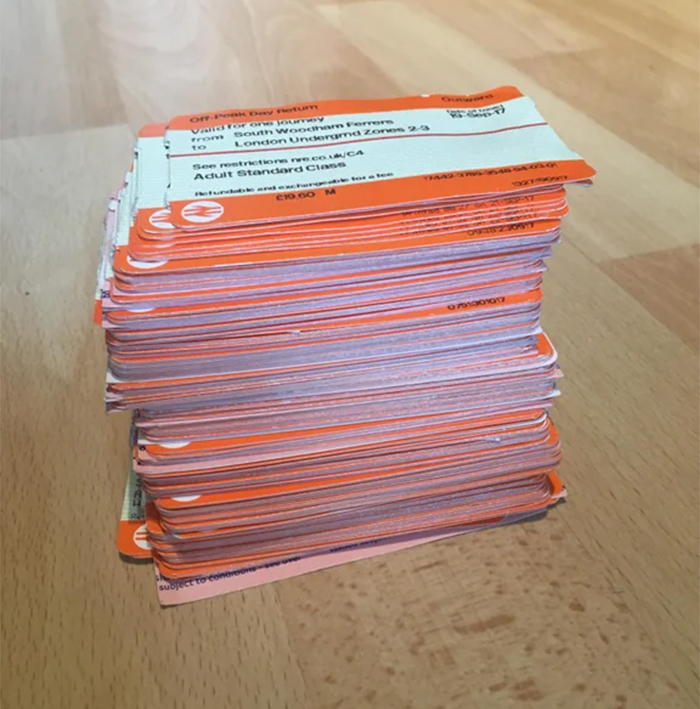 strange collections train tickets commuting one year