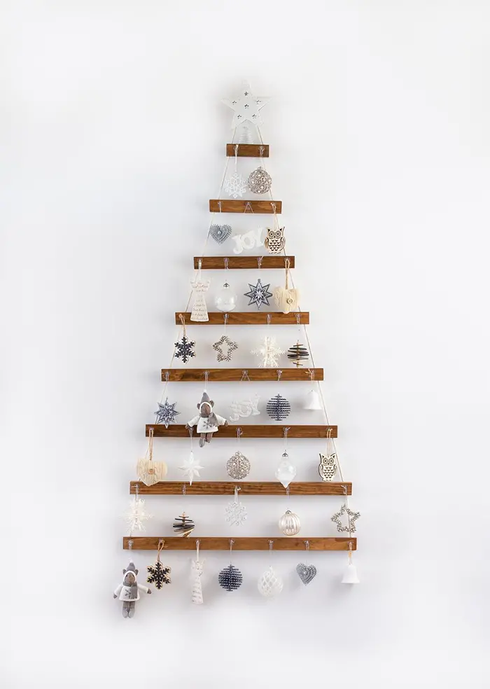 wall mounted christmas tree hanging wooden artisan