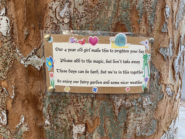 fairy garden setup by a four-year-old girl note from parents