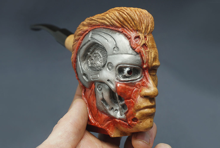 handmade pipe inspired by arnold schwarzenegger character