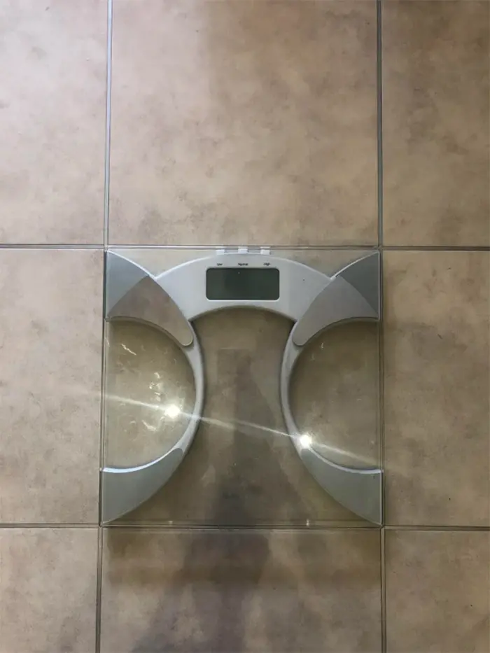 perfect things scales on a kitchen tile