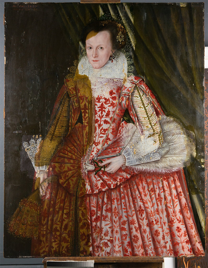 the lady in red 1618 painting art restoration