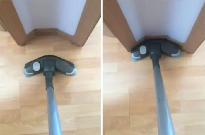 vacuum aligns with the wall