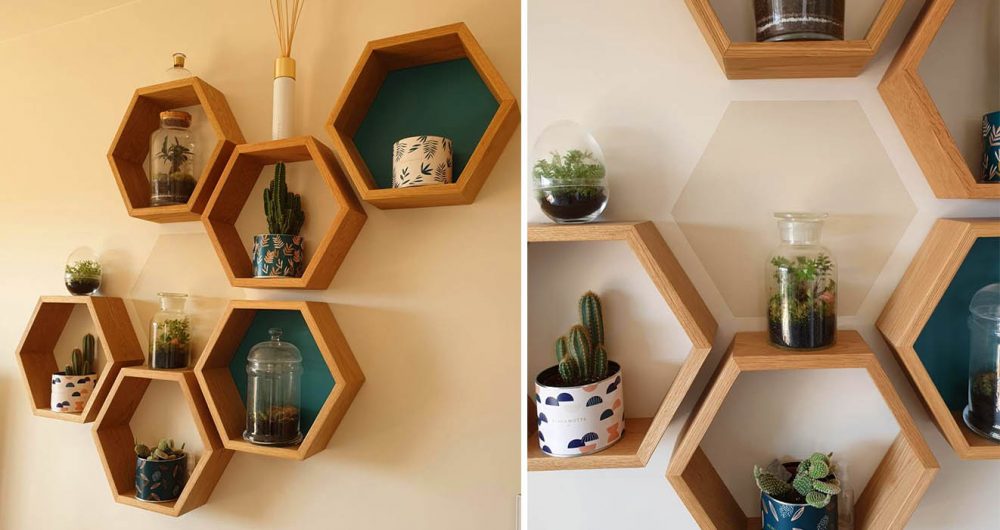 Wooden Honeycomb shelves
