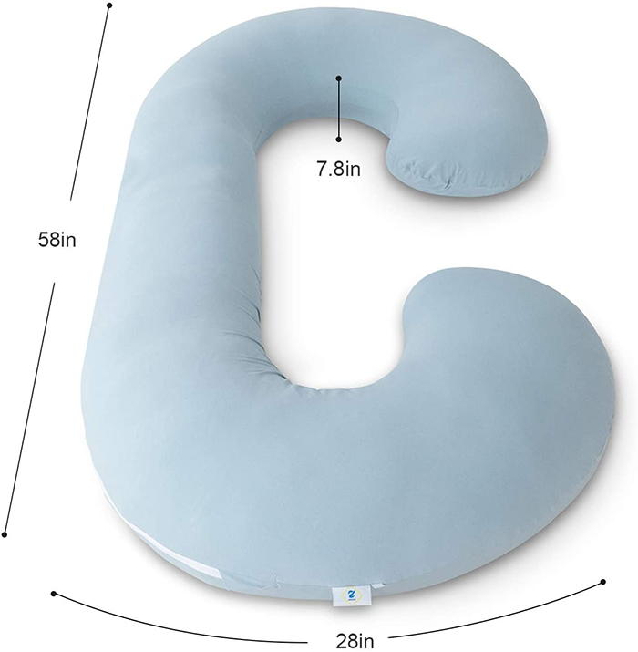 c-shaped pregnancy pillow size