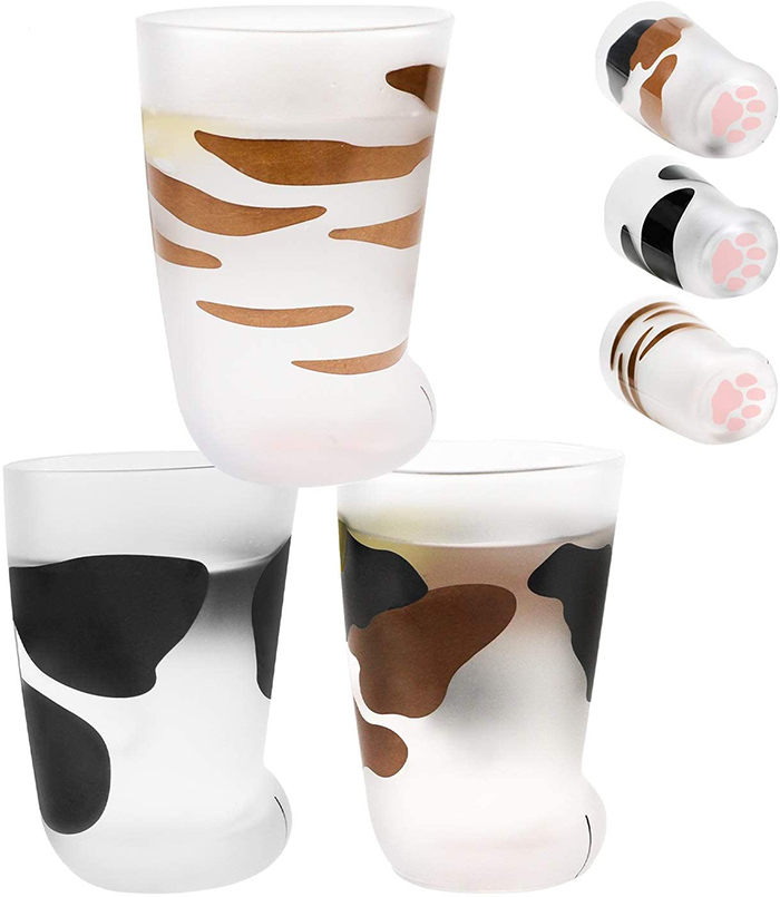 drinking glass set inspired by feline claw
