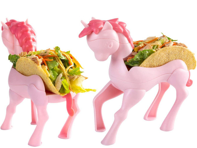 each unicorn taco holder can carry 2 tacos