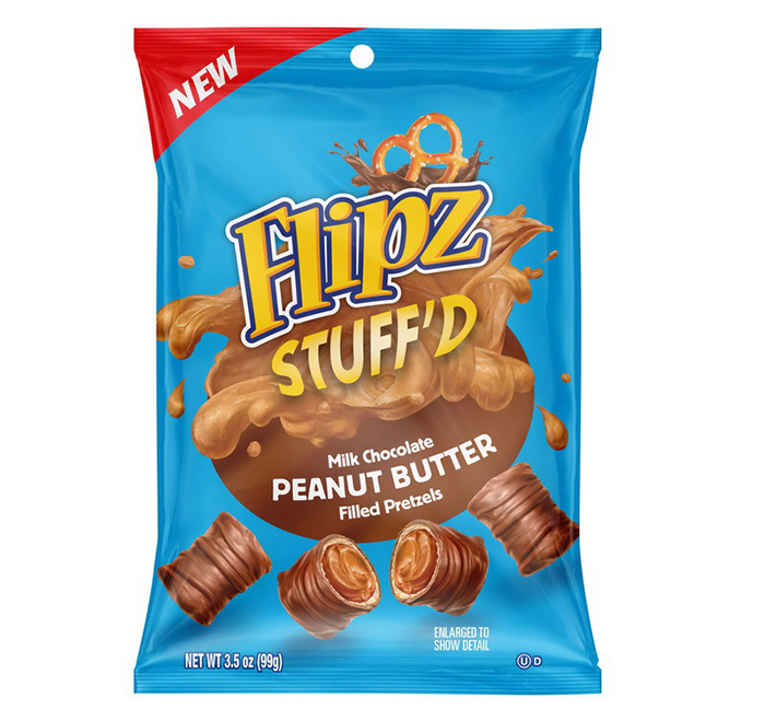 flipz stuff'd milk chocolate peanut butter filled pretzels