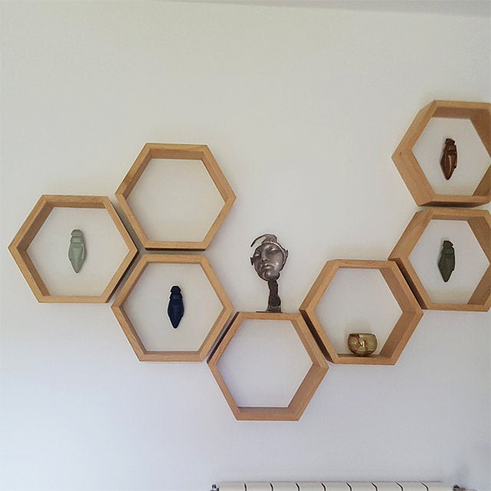 floating honeycomb shelves