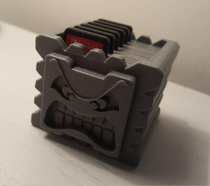 handydans3dprints 3d printed thwomp nintendo switch game cartridge holder