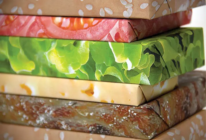 high quality print details of the cheeseburger wrapping paper