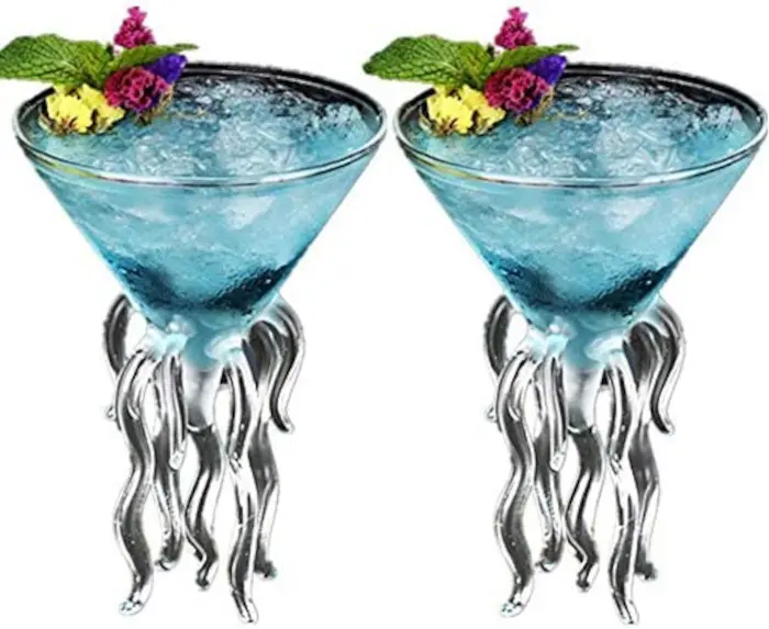 jellyfish martini glasses with cocktail