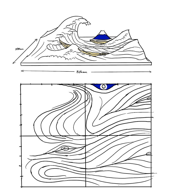 jumpei mitsui builds the great wave sketch