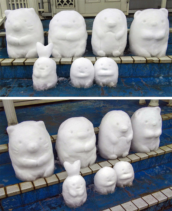 sumikkogurashi snow sculptures