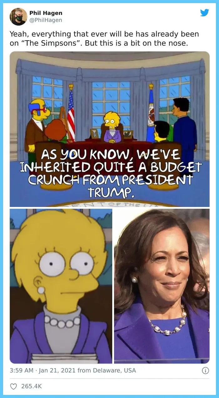 the simpsons prediction kamala harris purple dress