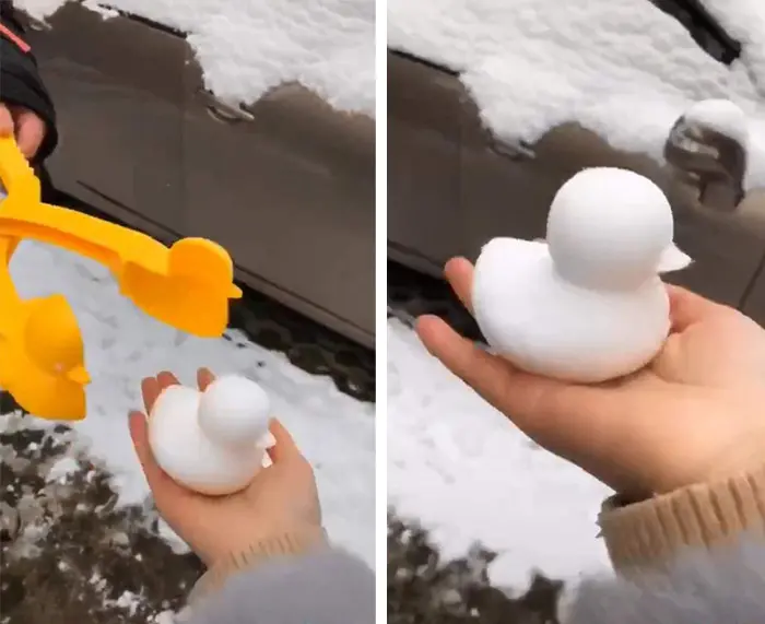 yellow duck-shaped snowball maker