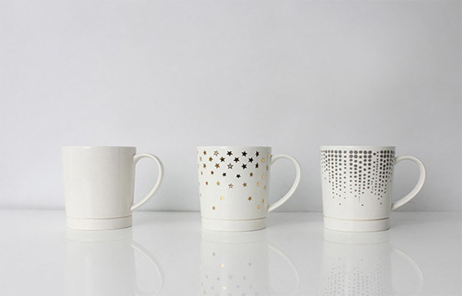 drip catching coffee mug with and without design