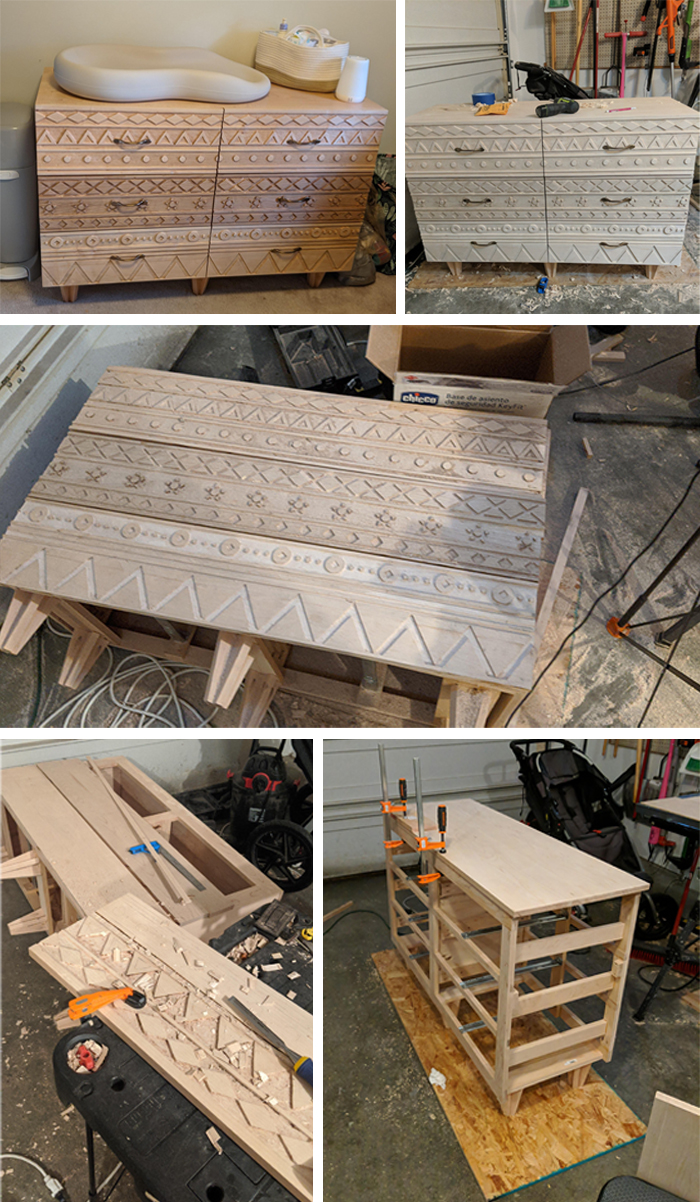 hand-carved wooden dresser for baby