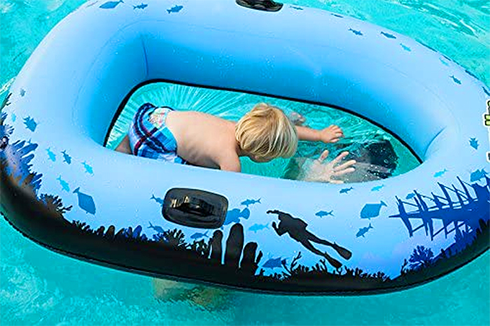 inflatable clear bottom raft kids