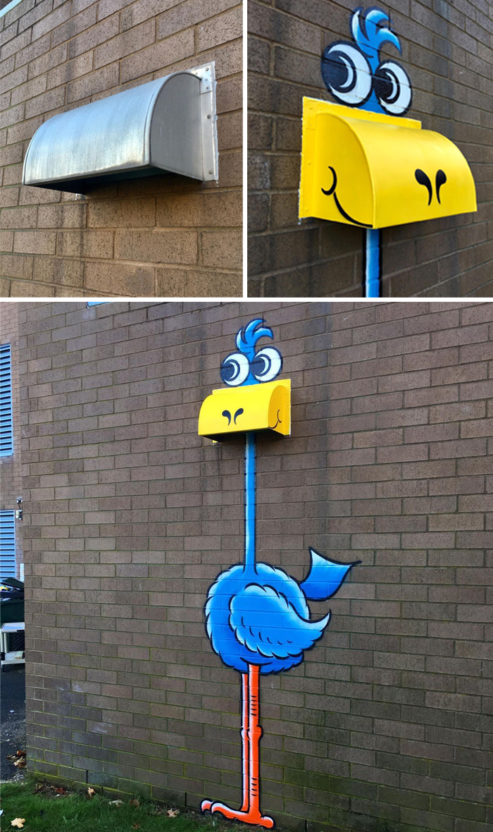 tom bob clever street art blue bird of happiness