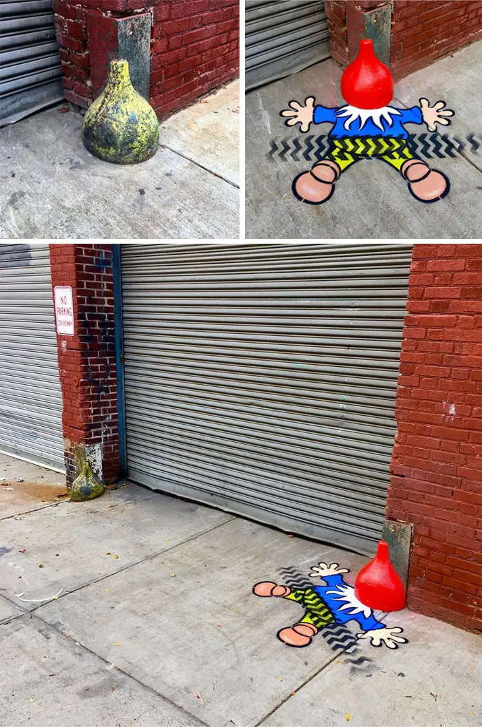 tom bob clever street art gnome down