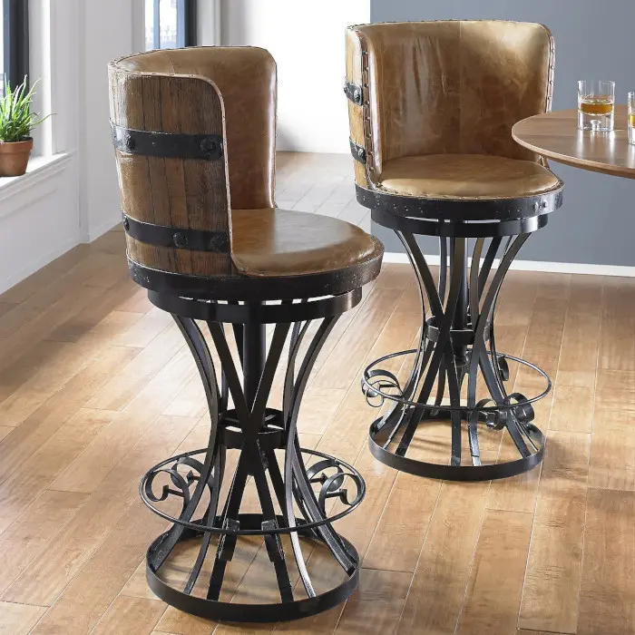 wine enthusiast reclaimed tequila barrel bar stools