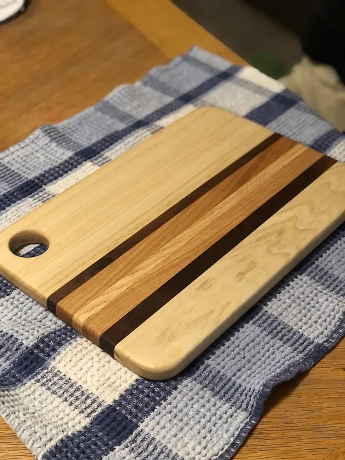woodworking skills cutting board by 14-year-old girl