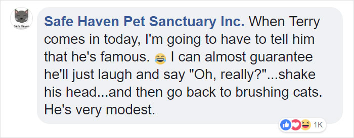 Safe Haven Pet Sanctuary talks about Terry's reaction upon being told that he's internet famous