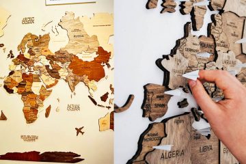 Wooden wall map