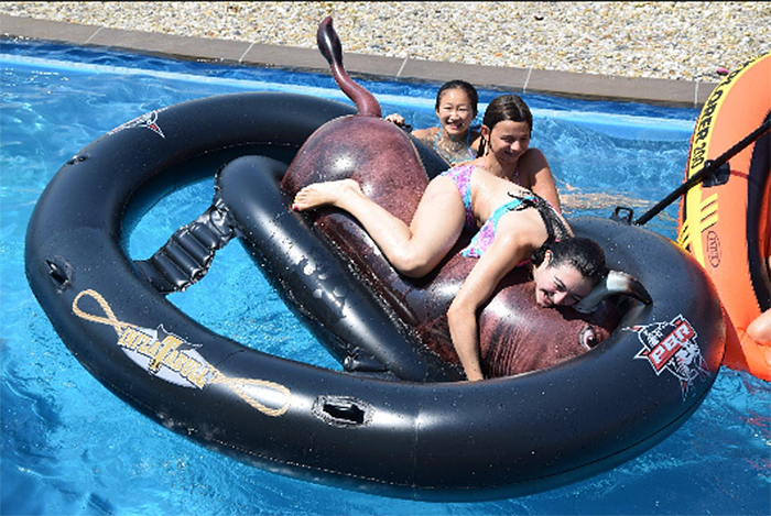 bucking bull ride-on float pool